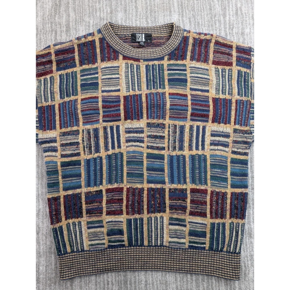 Vintage TSR Sweater Mens Large Geometric Abstract Print Made In USA Grandpa - Picture 6 of 11